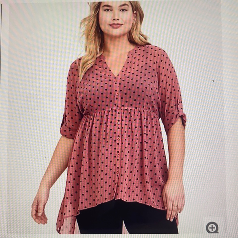 Torrid Sheer high low polka dot top